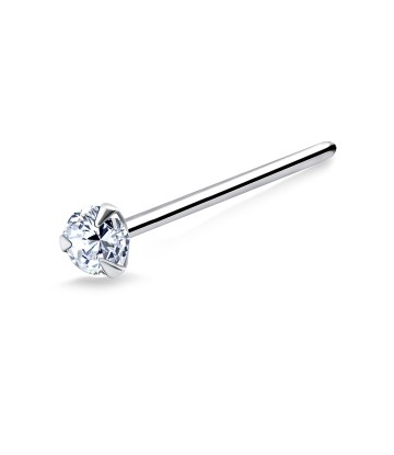 2mm Round CZ Silver Straight Nose Stud NSKA-109